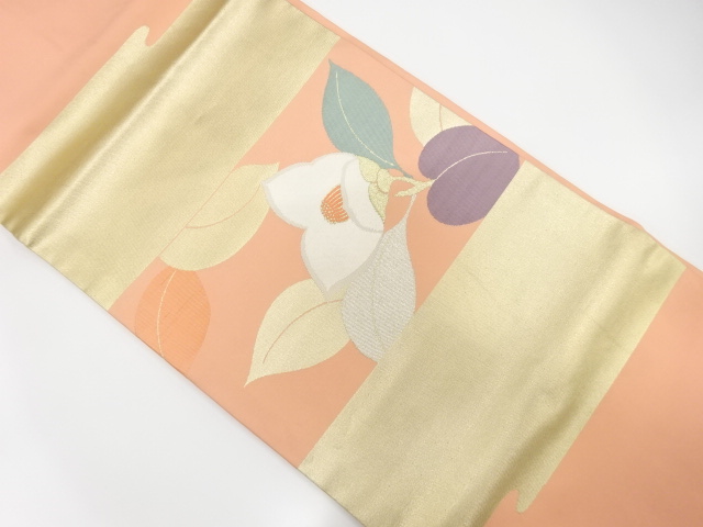 JAPANESE NAGOYA OBI / WOVEN CAMELLIA